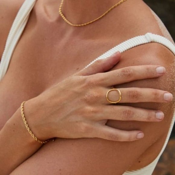 Gold Ring Open Circle Ring Unique Ring WATERPROOF Ring Gift for her Size 6, 7, 8 - Picture 6 of 8